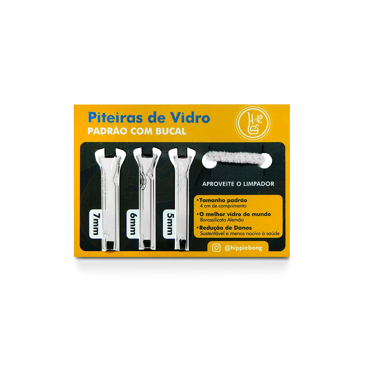 Piteira de vidro - Piteira de Vidro Hippie Bong Kit Card com Bucal