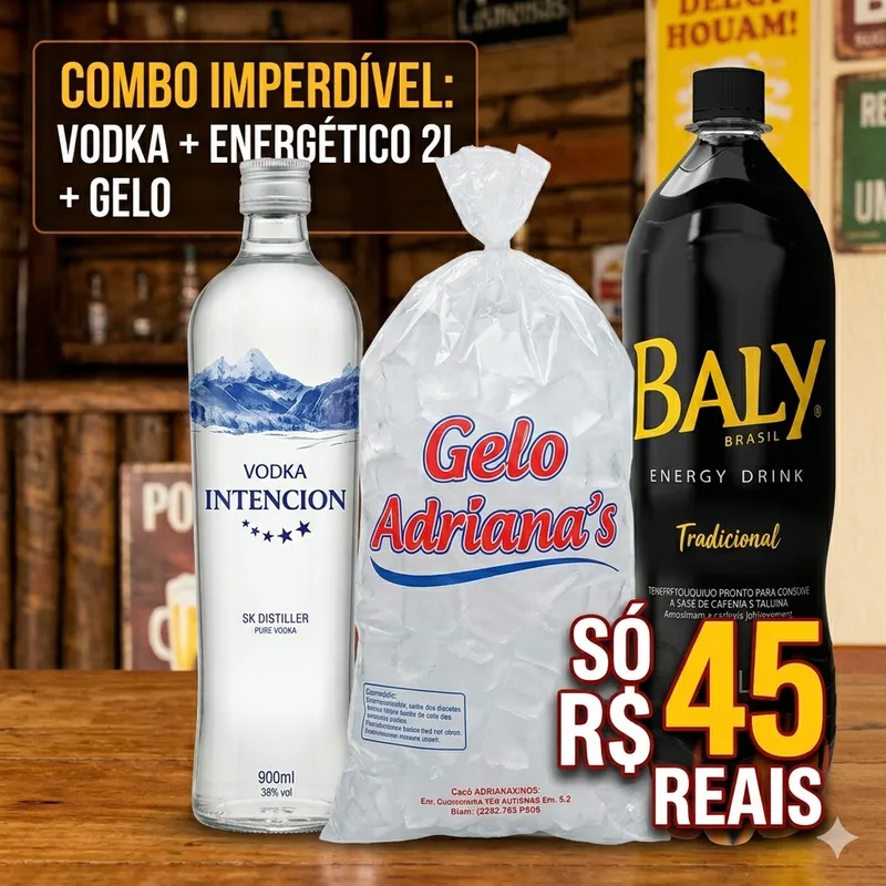 Combo Vodka + Energético + Gelo