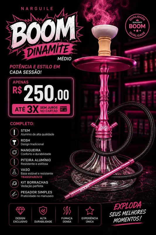 Narguile completo Boom Dinamite Rosa