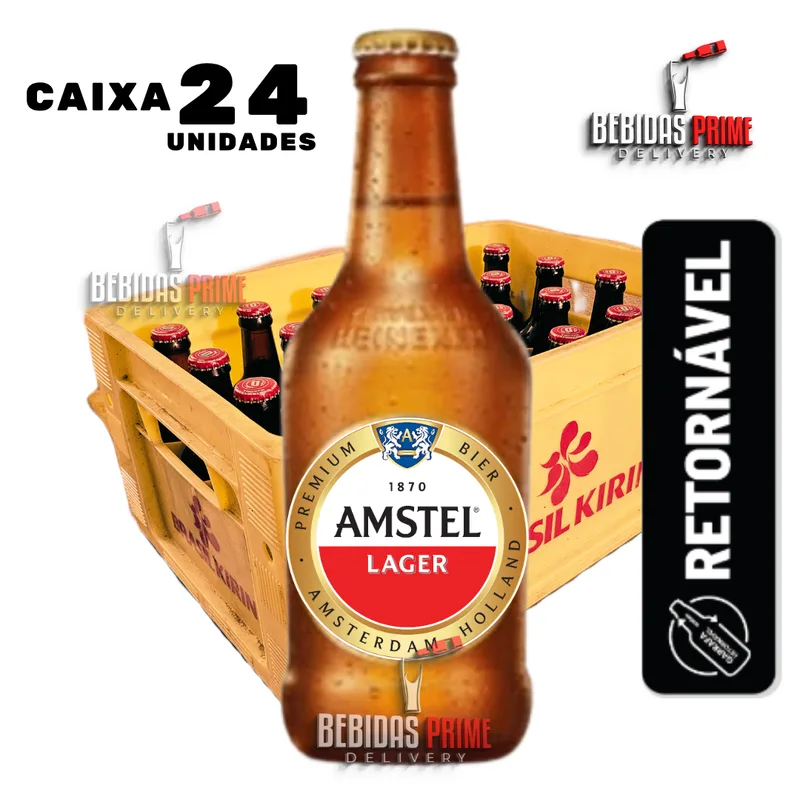 Caixa de Amstel Lager Buchudinha 300ml | 24 Unidades