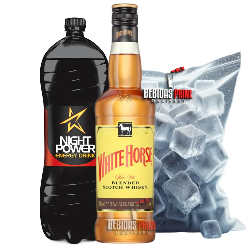 KIT White Horse 1L + 1 NIGHT POWER 2L + GELO CUBO OU SABOR