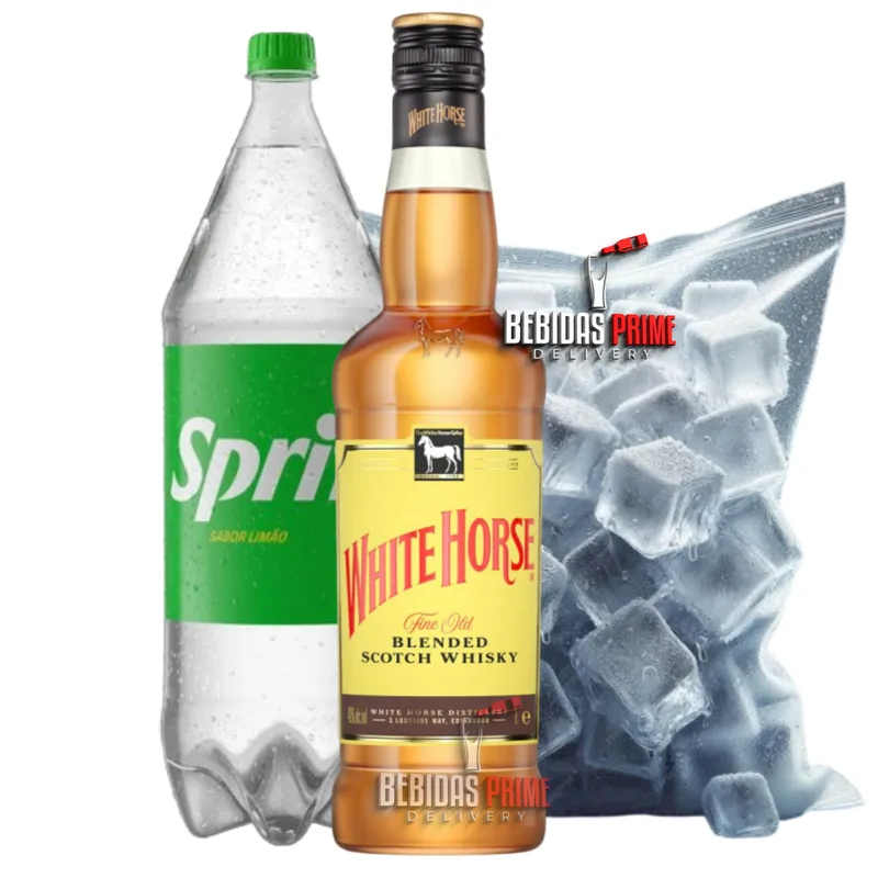 White Horse 1L + 1 Sprite 2L + 1 Gelo em Cubos - 3kg