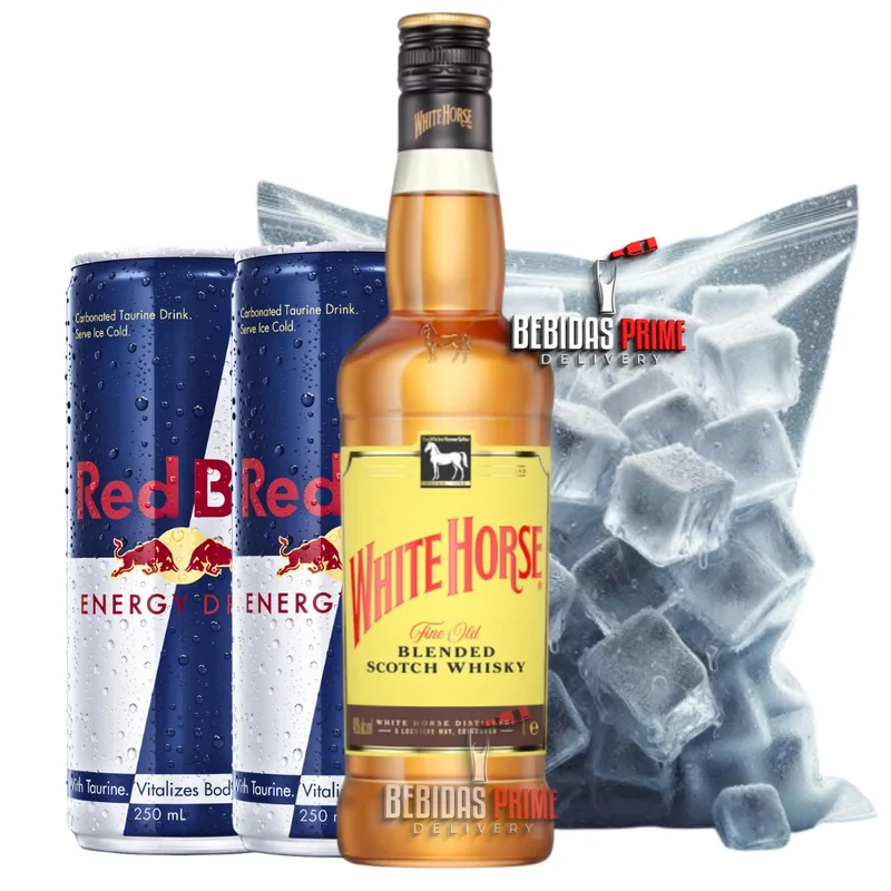 White Horse 1L + 2 Red Bull Lata 250ml + 1 Gelo em Cubos - 3kg