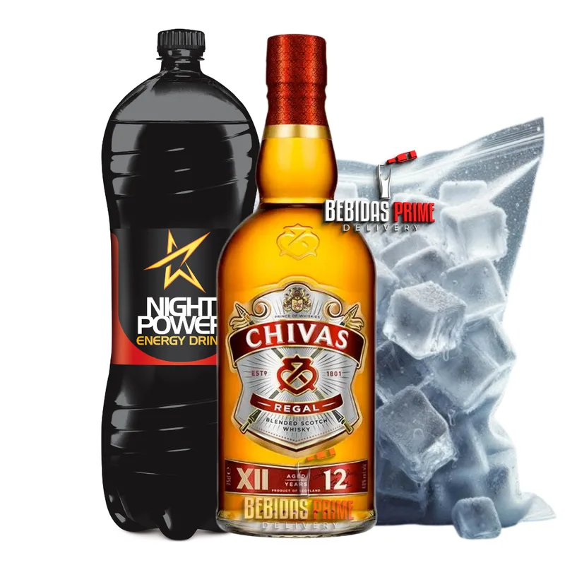 KIT Chivas Regal 1L + NIGHT POWER 2L + GELO CUBO OU SABOR