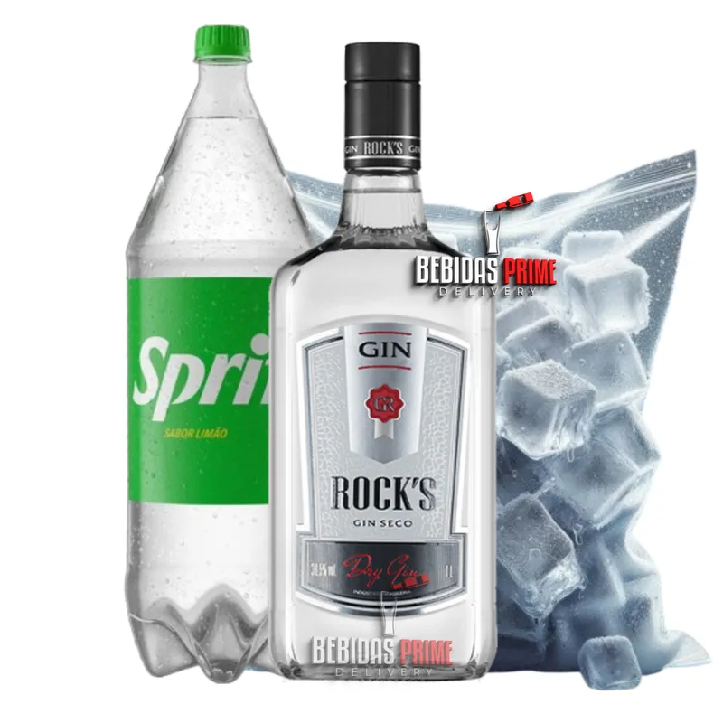 GIN ROCKS 1L + SPRITE 2L + GELO CUBO OU SABOR