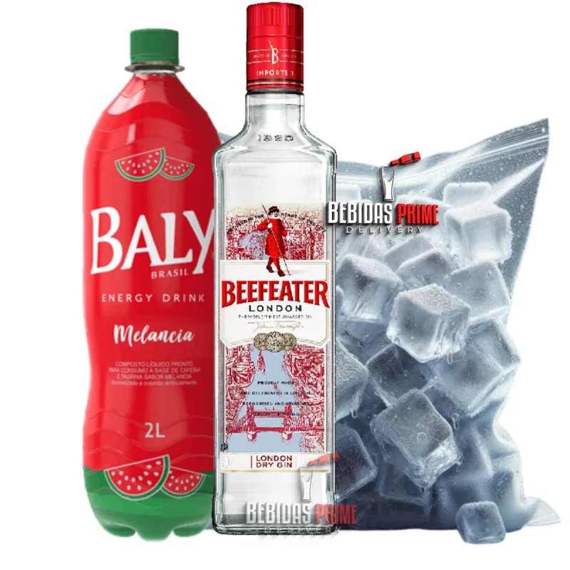 Gin Beefeater London Dry 750ml + BALY MELANCIA 2L + GELO CUBO OU SABOR