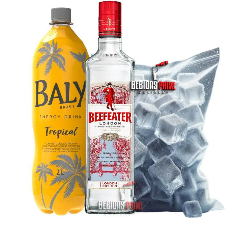 Gin Beefeater London Dry 750ml + BALY TROPICAL 2L + GELO CUBO OU SABOR
