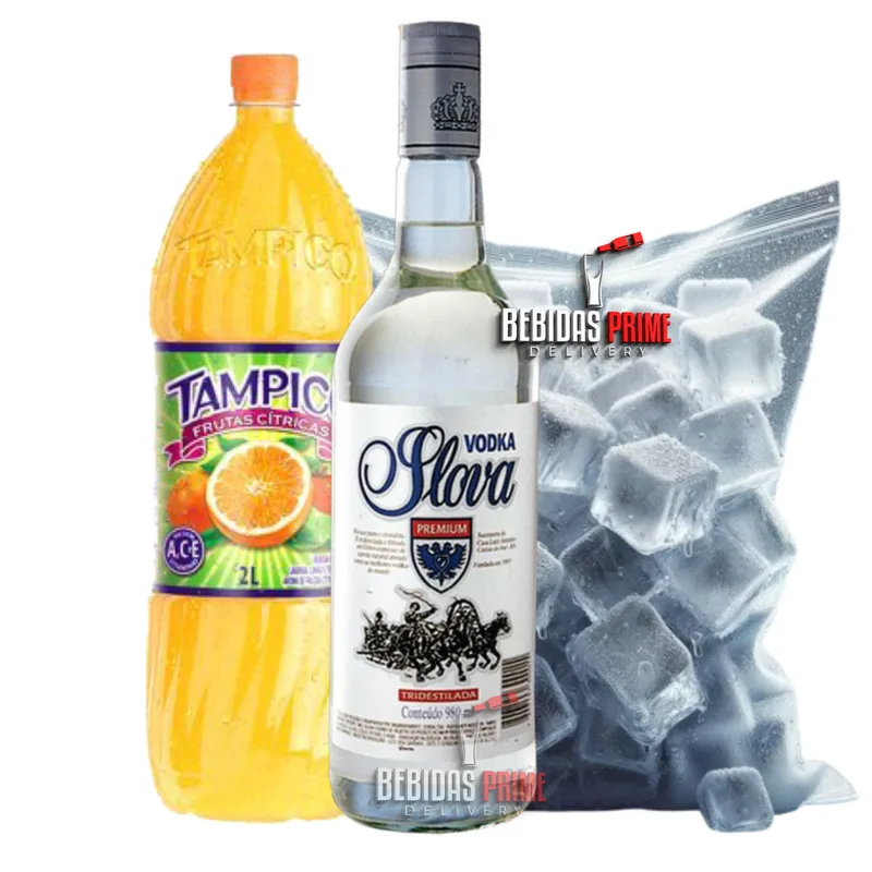 Vodka Slova 970ml  + TAMPICO 2L + GELO CUBO OU SABOR