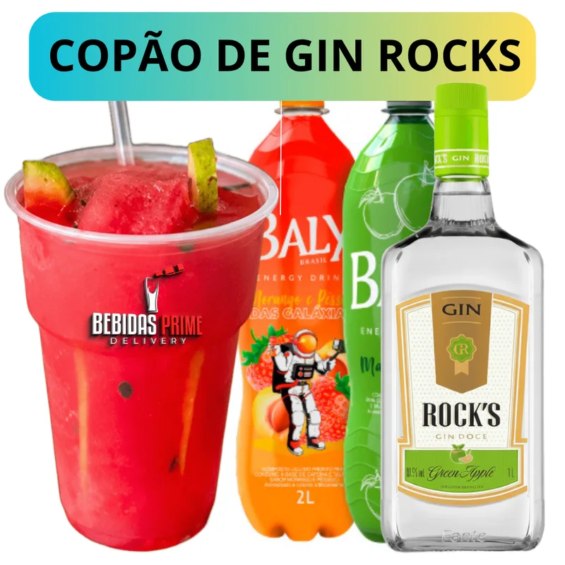 COPAO DE GIN ROCKS MAÇA VERDE COM BALY 500ml