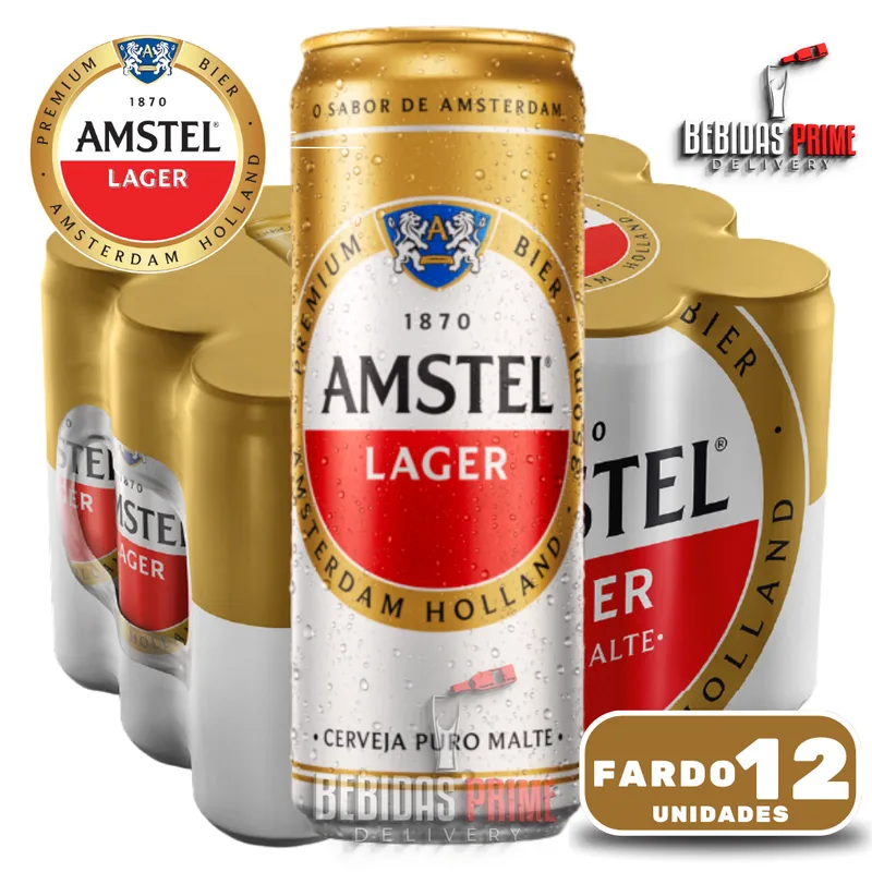 Fardo de Amstel Lager Puro Malte Lata 350ml com 12 Unidades