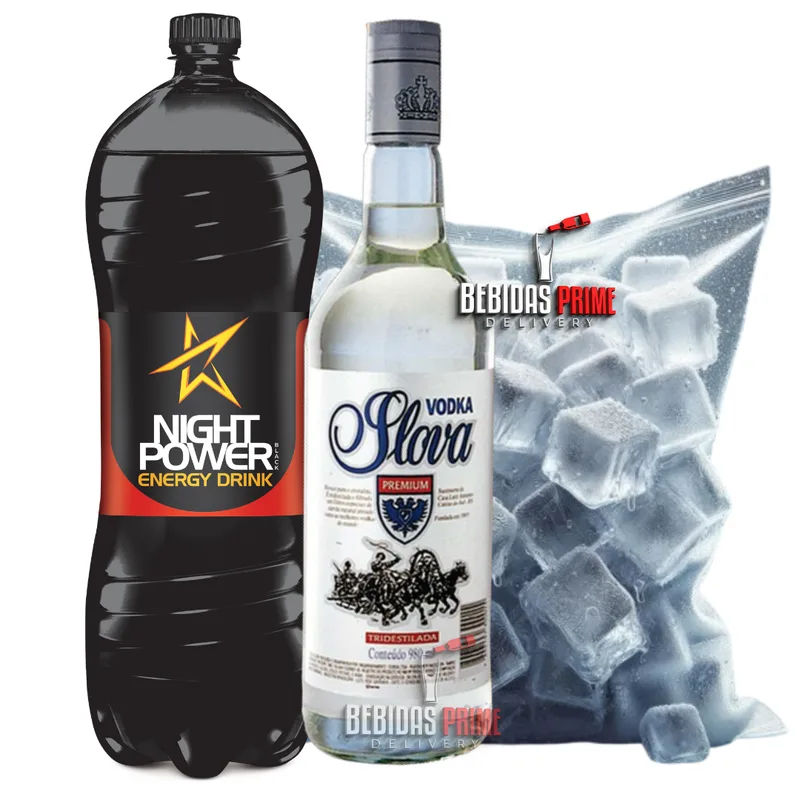 Vodka Slova 970ml  + NIGHT POWER 2L + GELO CUBO OU SABOR
