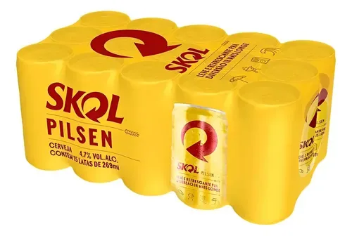 Pack com 15 un. Cerveja Skol Pilsen Lata 269ml