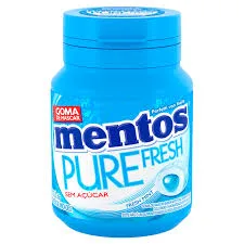 GOMA DE MASCAR MENTA FRESCA ZERO AÇÚCAR MENTOS PURE FRESH POTE 56G