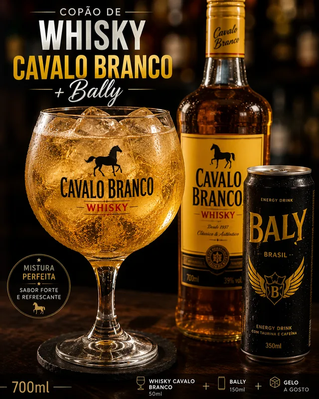 Copão de Whisky Cavalo Branco + Bally 700ml
