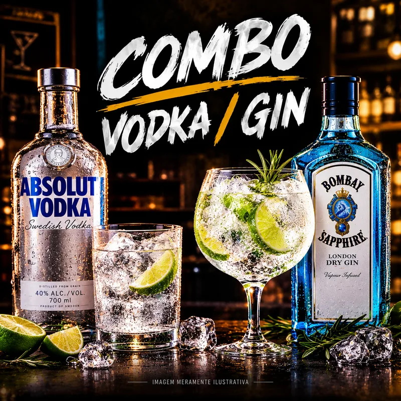 Combo C/ Energético e Gelo Sabor (Vodka ou Gin)